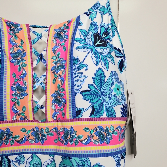 NWT LA BLANCA Santorini Multi Strap Cross Back One Piece Swimsuit Strappy Sz 16 - Picture 4 of 10